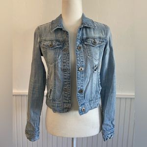 MUDD Cropped Distressed Denim Jacket